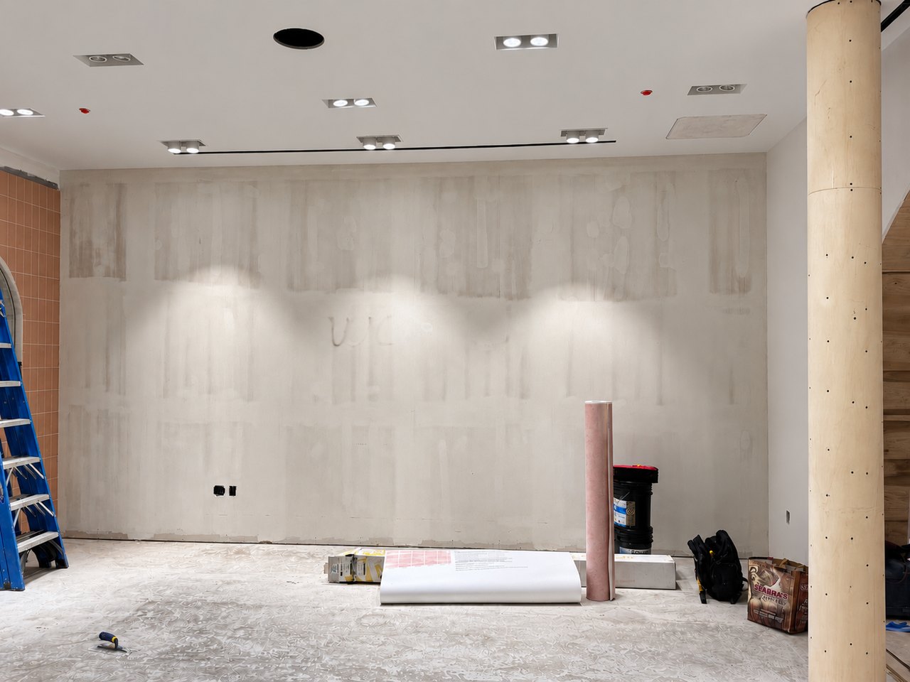 Before commercial wallpaper installation at Kendra Scott in Christiana Mall Delaware